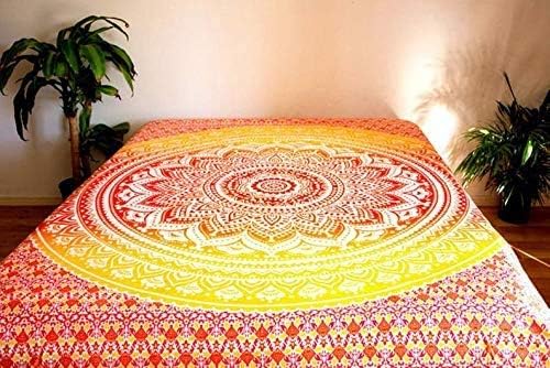 popular handicrafts tapestry wall hanging hippie ombre mandala bohemian hippy psychedelic design indian tapestries bedspread 30 x 40 inches (76 x 101 cms), fire