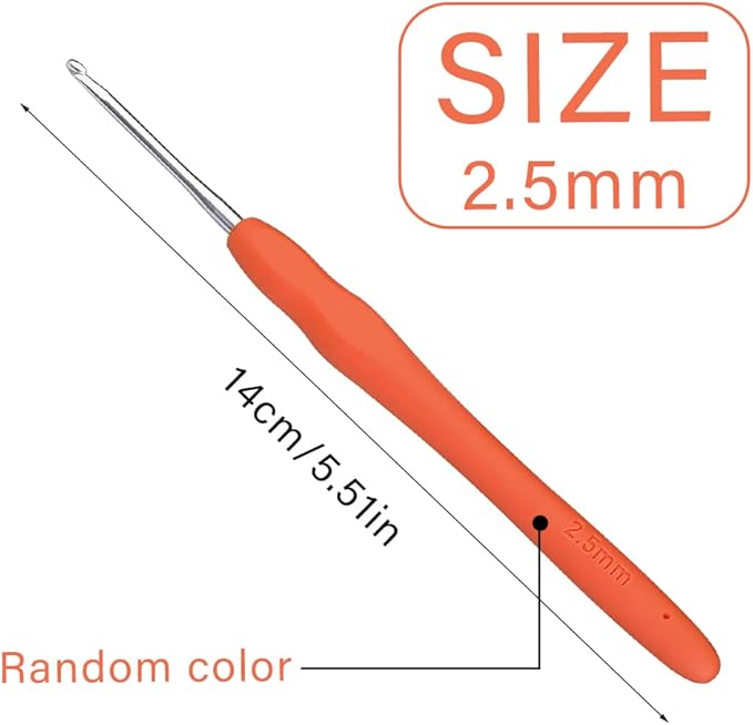 2.5 mm Crochet Hook, Ergonomic Handle for Arthritic Hands, Extra Long  Knitting Needles for Beginners and Crocheting Yarn (2.5 mm)