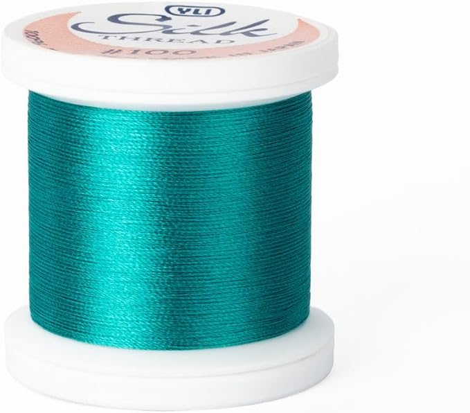 YLI Threads Silk Thread – 100 wt Fine Japanese Silk for Appliqué, EPP, and Quilting - Medium Sea Green