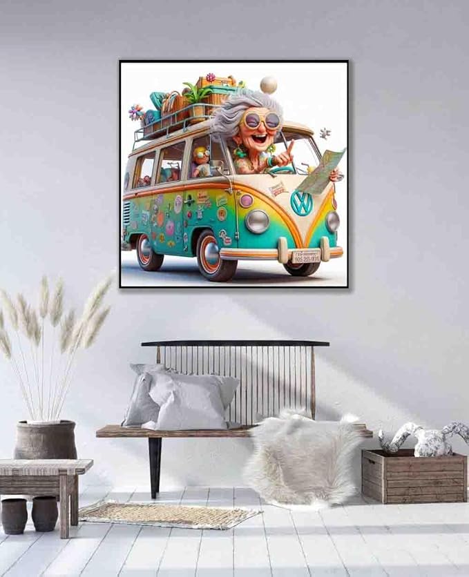 car stamped cross stitch kits for adults beginner,counted cross stitch kits printed stitching cute patterns dimensions needlepoint art crafts embroidery kits for adults beginners (13.7x13.7 inch)