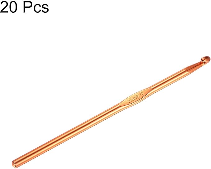 uxcell 20Pcs Aluminum Crochet Hook 5.5mm US Size I (Size 9) Knitting Needles for DIY Craft Yarn Rose Gold Tone