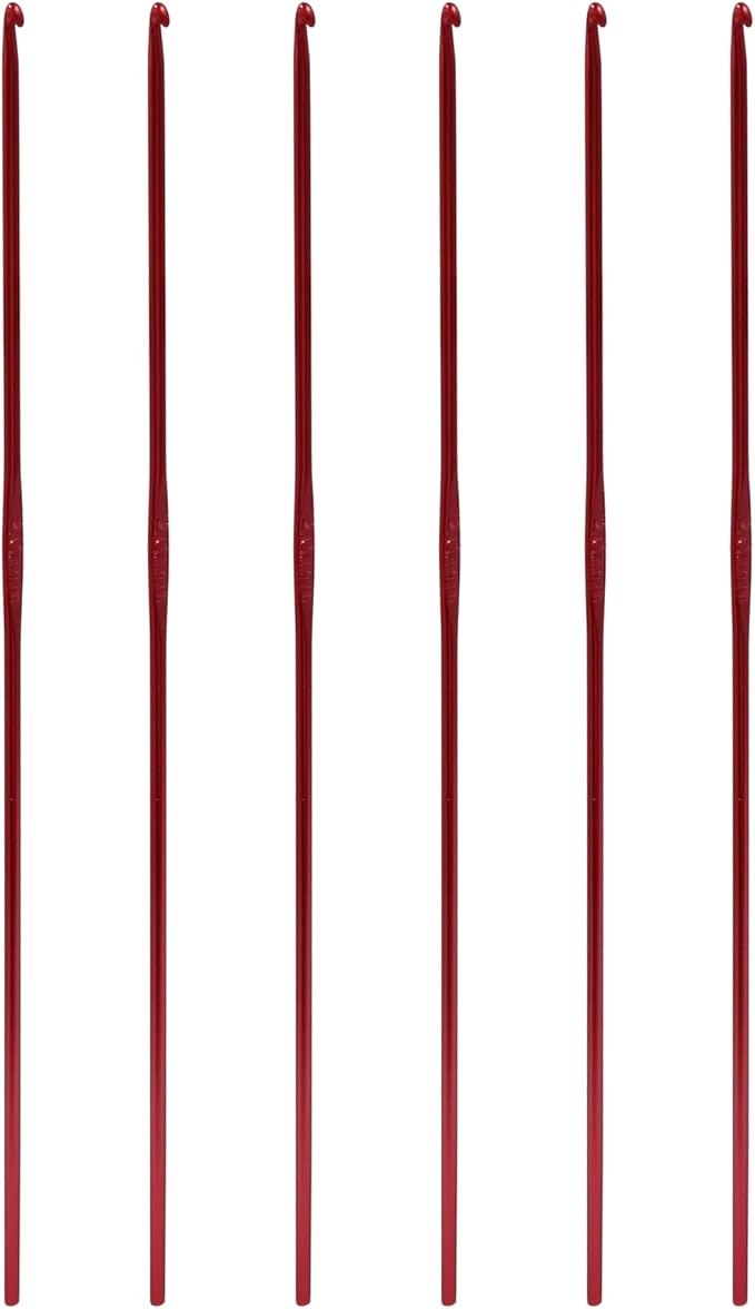 Auvotuis 6Pcs 2mm US Size B (Size 1) Aluminum Crochet Hook Knitting Needles for DIY Craft Yarn, Red