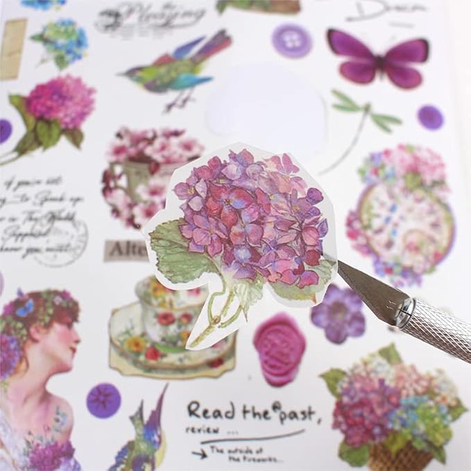Vintage Washi Sticker Book Ephemera for Junk Journals,800+ Journaling Stickers for Scrapbooking Supplies, Collage, DIY Crafts Arts Decorative 24 Sheets