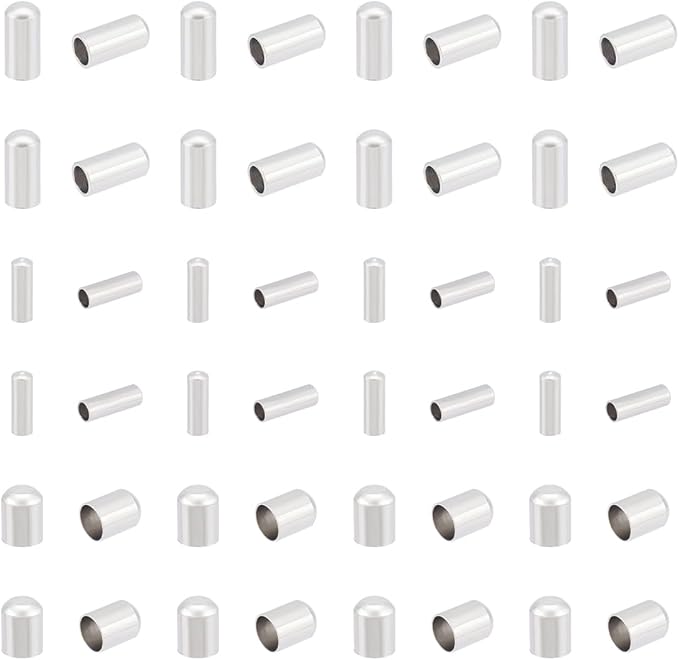 UNICRAFTALE 90Pcs 3 Sizes Stainless Steel Cord Ends 24mm Column Cone Leather Jewelry Making Caps Bracelet Ends Terminators for Necklace Making