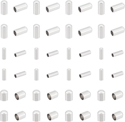 UNICRAFTALE 90Pcs 3 Sizes Stainless Steel Cord Ends 24mm Column Cone Leather Jewelry Making Caps Bracelet Ends Terminators for Necklace Making
