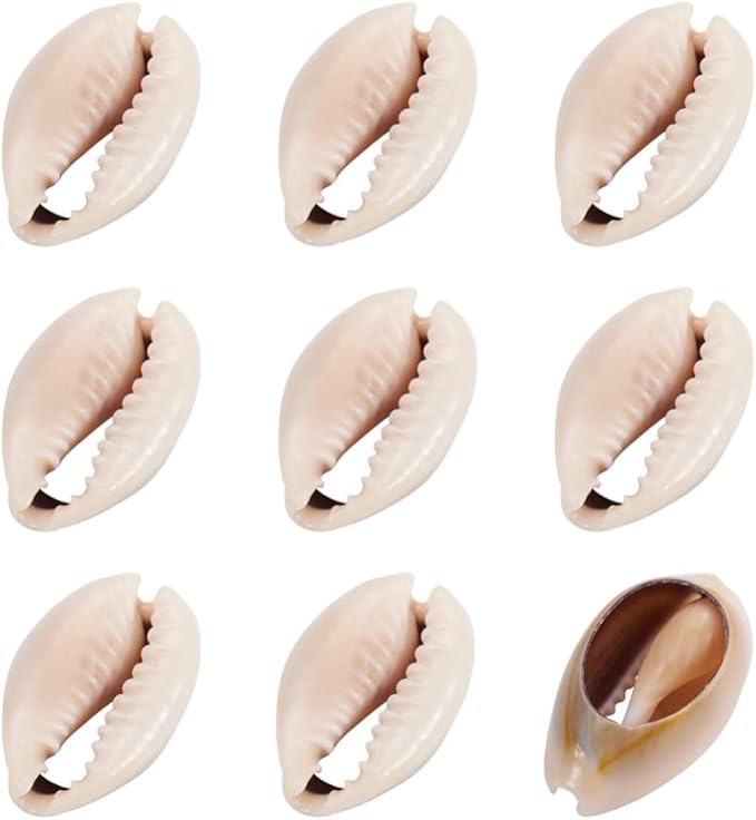 Cheriswelry 50pcs Natural Cowrie Shell Beads - Oval Shell Loose Spacer Beads, 1820mm for Jewelry Making & Decoration