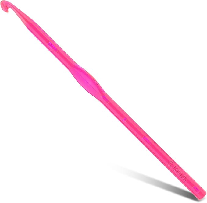 Crochet Hook, 5 mm Ergonomic Handle for Arthritic Hands, Colorful Transparent Crochet Hook for Beginners and Crocheting Yarn (5 mm)
