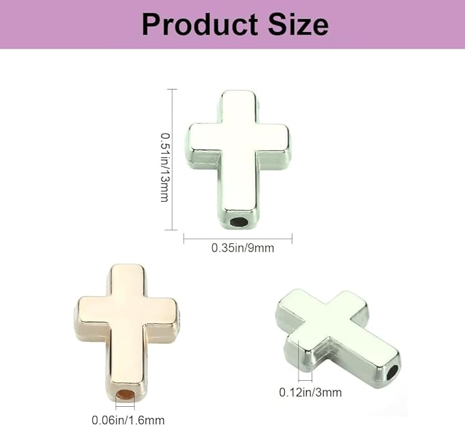 SHBAIWENTONG 400PCS Cross Beads for Jewelry Making Gold and Silver CCB Plastic Charms Separate Box Bulk DIY Craft Set