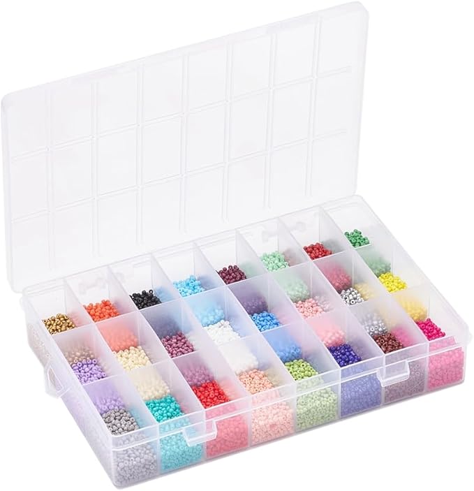 24000 Pcs 2mm Glass Seed Beads Bracelet Making Kit, Small Beads Friendship Jewelry Craft Kit with Lobster Clasps, Jump Rings & Elastic Cord, DIY Art Craft Gift for Girls