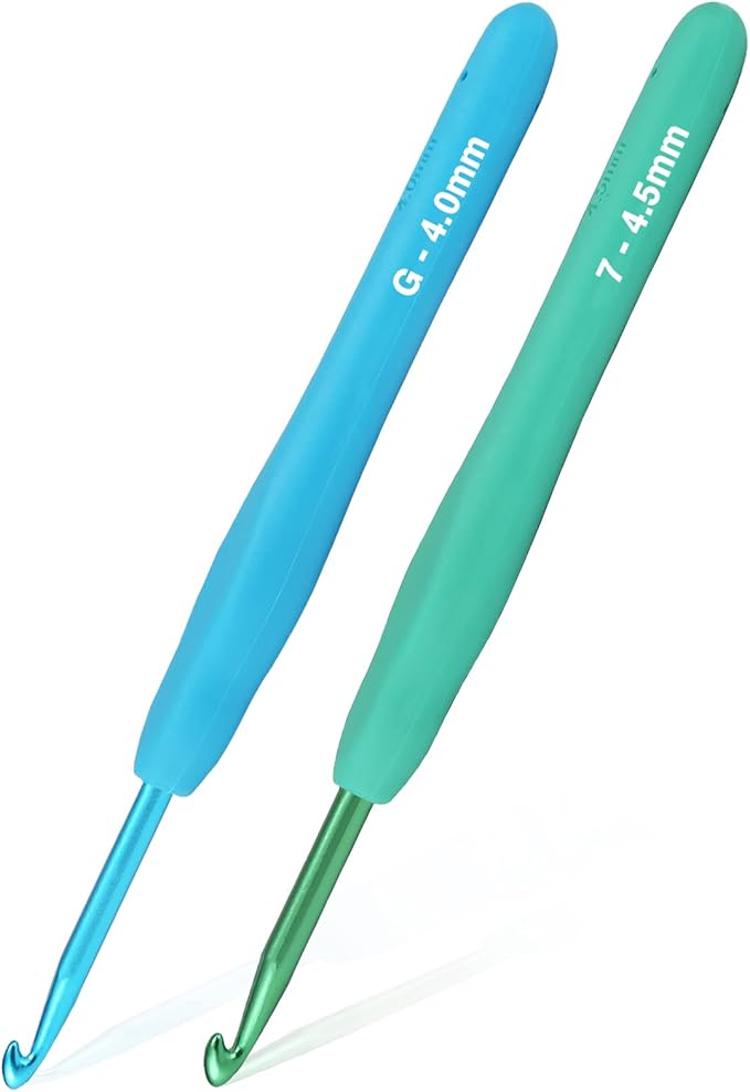 YOJOB 2Pack Size G / 4mm, 7/4.5mm Crochet Hooks, Super Smooth & Ergonomic for Beginner and Advanced (4.0mm, 4.5mm)