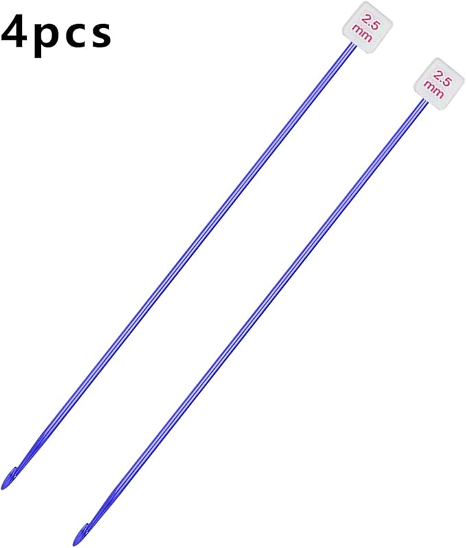 HEYLEAYAR 2.5mm Tunisian Crochet Hooks Bulk, 27cm Extra Long Crochet Needles Aluminum Afghan Knitting Needles Tools for Beginners and Skills Class, Pack of 4