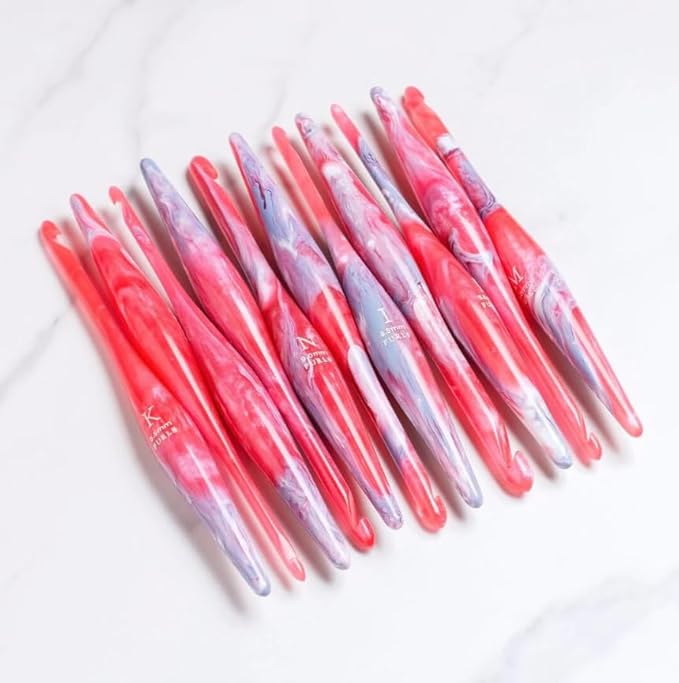 Furls Crochet Hook, Limited Edition Hibiscus Streamline Resin, Ergonomic Handle Crochet Hooks 7" (Hibiscus, K - 6.50MM)