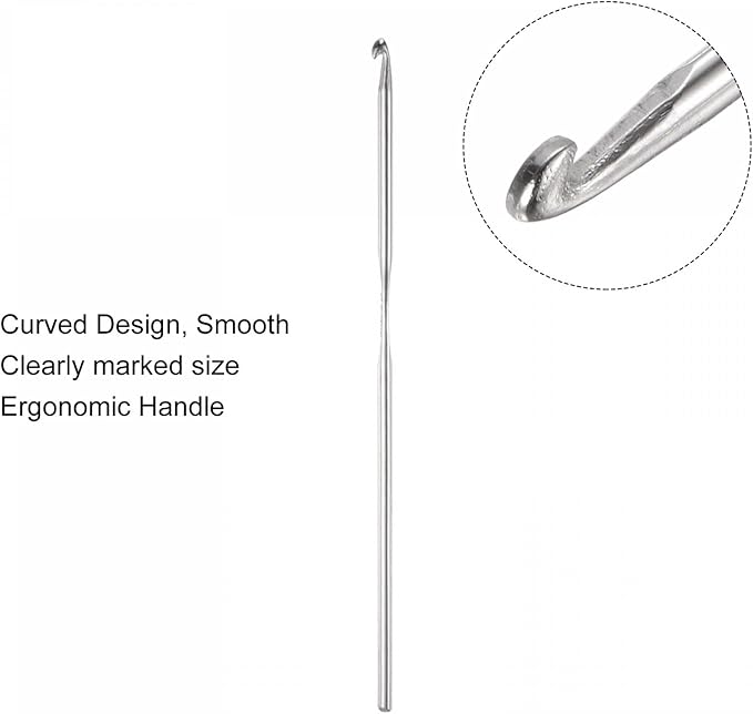 uxcell Stainless Steel Crochet Hook 3mm Knitting Needles for DIY Craft Yarn 6Pcs