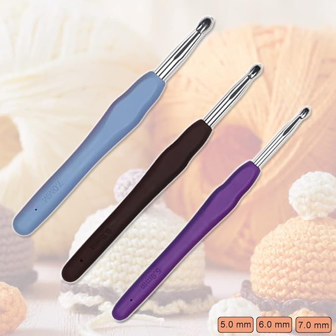 Crochet Hooks 5.0mm 6.0mm 7.0mm Crochet Needles QLRFFLJOY 3 pcs Crochet Hook Set DIY Yarn Weaving Tools for Knitting Gloves, Shoes, Bags, Hats, Socks, Scarf