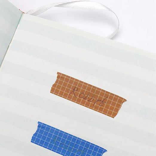 Mogoostry 2 Rolls Plaid Washi Tapes 0.6inch Width Brown Adhesive Paper Grid Decorative Masking Tapes for DIY Craft Party Decor Gift Wrapping Box Label