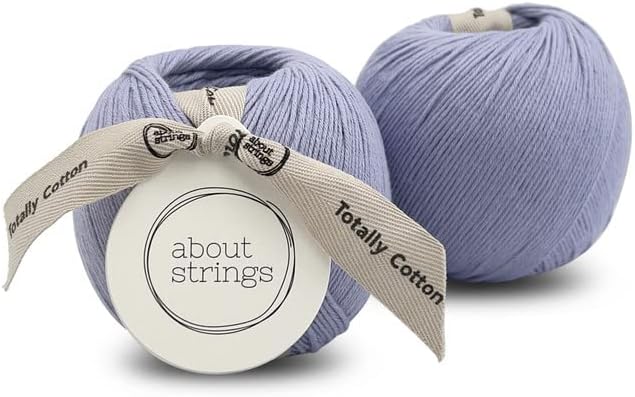 About Strings Totally Cotton Yarn - GOTS Certified Organic DK Weight - Luxuriously Soft, No Splitting - Perfect for Baby, Amigurumi, Knitting & Crochet - (200g/468 Yards) 100g/Ball (Lavender)