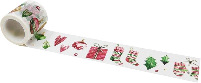 Wrapables Decorative Festive Wide Washi Masking Tape, 35mm x 5m, Christmas D cor