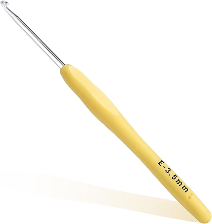 3.5mm Crochet Hook, Ergonomic Crochet Hook, Smooth and Extra Long  Knitting Needles, with Soft Rubber Ergonomic Handle and Aluminum Tip, Perfect Beginner and Arthritic Crochet Hooks (3.5 mm)