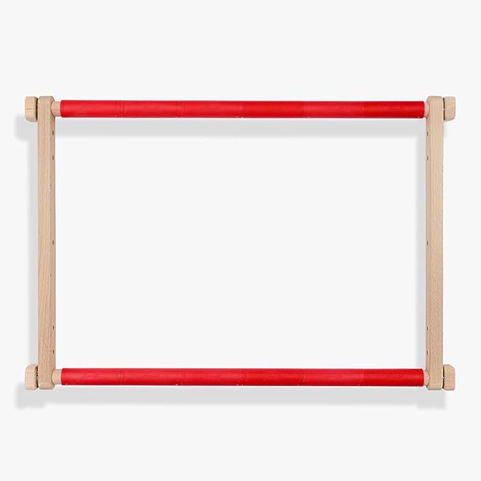luca-s srl needlework frame, embroidery frame with clips, cross stitch tapestry stitching (20 x 24 cm), beige/red