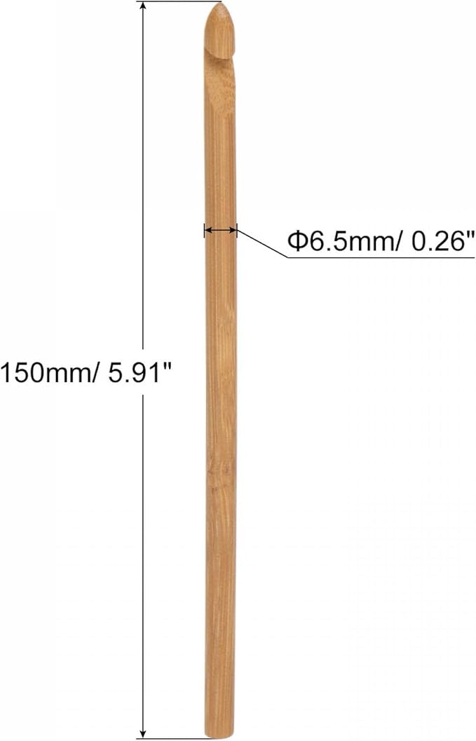 uxcell Wooden Bamboo Crochet Hook 6.5mm US Size K (Size 10.25) Knitting Needles for DIY Craft Yarn 6Pcs