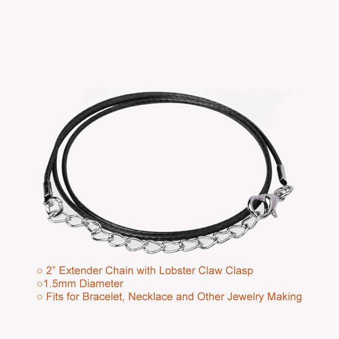 Paxcoo 100Pcs Black Waxed Necklace Cord with Clasp Bulk for Bracelet Necklace and Jewelry Making (20 Inches)