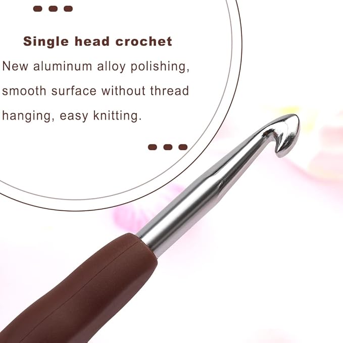 kgxulr 6 mm Crochet Hook, Aluminum Soft Grip Rubber Handle Needles, Ergonomic Knitting Needles for Handmade DIY Knitting Crochet