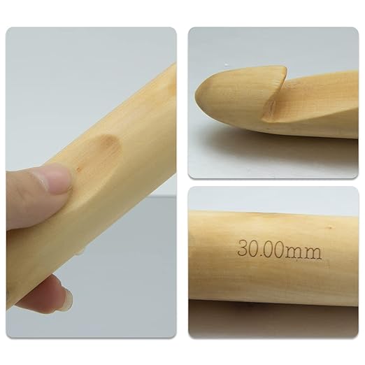 4 PCS Natural Big Wood Crochet-15/20/25/30mm of 4 Wooden Crochet Hooks Used to Crochet Thick Blankets and Huge Crochet Hooks for Large Projects