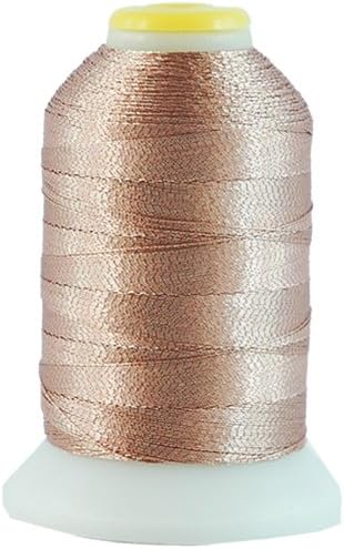 Threadart Metallic Thread | No. L12 - Bronze | 500 Meter Cones (550 Yards) | 25 Brilliant Shiny Colors | For Machine Embroidery