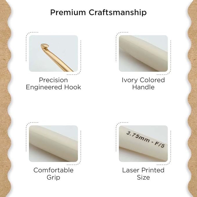 Knitter’s Pride Pearl Aluminum Crochet Hook – US Size F (3.75mm)