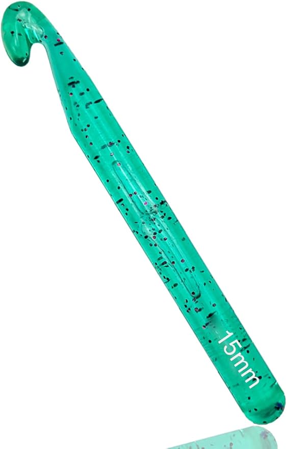Weabetfu 15mm Large Crochet Hook,Huge Crochet Hooks for Chunky Yarn,Ergonomic Knitting Giant Crochet Needles,Big Crochet Hooks for Knitting Yarn Carpet Scarf Wool Roving, Green