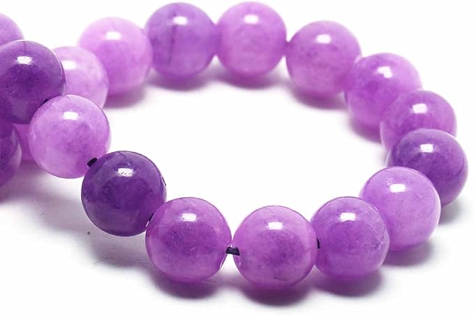 Jade Stone for Jewelry Making - 8mm Gemstone Round Craft Beads for Bracelets(45-48pcs, Lilac Jade)