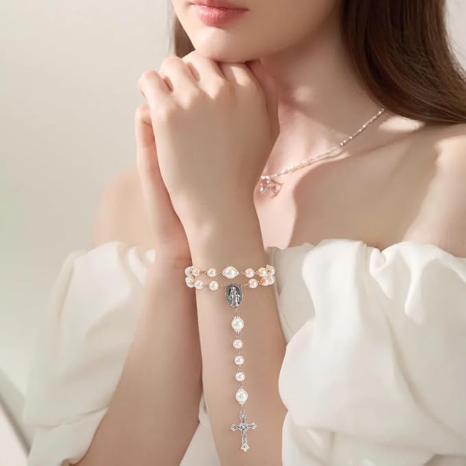 SUNNYCLUE 700Pcs Rosary Making Kits Crucifix Charms Rosary Crosses Easter Cross Pendants Oval Chandelier Link Charm Glass Pearl Beads for Jewelry Making Supplies DIY Necklace Bracelets Holiday