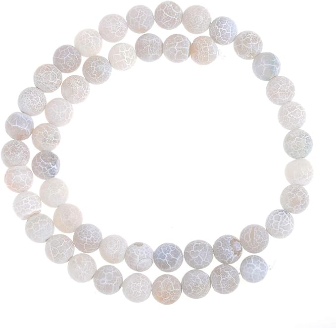 8mm Natural Grey Frosted Agate Gemstone Round Loose Beads Crystal Stone Bracelet Necklace Accessories Crafts for Jewelry Making DIY,1 Strand 15"