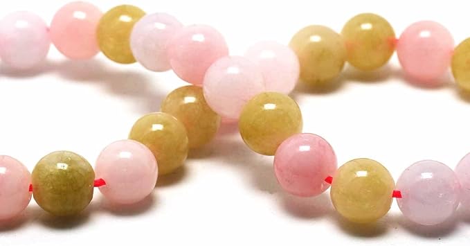 Jade Stone Beads Gemstone Beads for Jewelry Making - 10mm Round Loose Beads for Bracelets(34-37pcs, Morganite Jade)