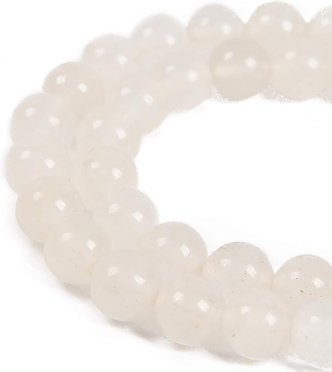 45pcs 8mm Natural White Jade Gemstone Round Spacer Loose Stone Beads for Jewelry Making 15.5" 1 Strand (White Jade, 8mm 45Beads)