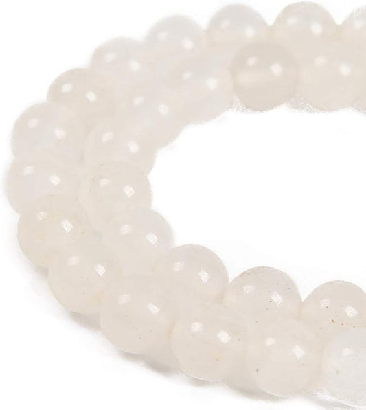 45pcs 8mm Natural White Jade Gemstone Round Spacer Loose Stone Beads for Jewelry Making 15.5" 1 Strand (White Jade, 8mm 45Beads)