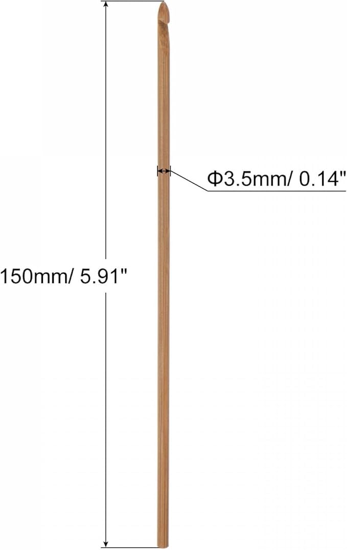 uxcell Wooden Bamboo Crochet Hook 3.5mm US Size E (Size 4) Knitting Needles for DIY Craft Yarn 6Pcs