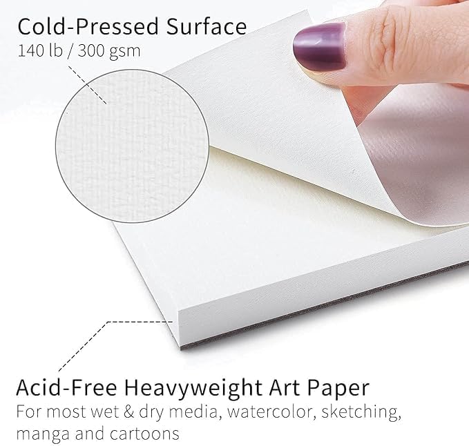 9"x12" Watercolor Sketchbook, 32 Sheets Watercolor Notebook, 140 lb / 300 GSM Watercolor Paper Sketchbook, Pack of 1, Cold Press, Watercolor Paper Pad, Water Color Paper for Artists & Professionals.