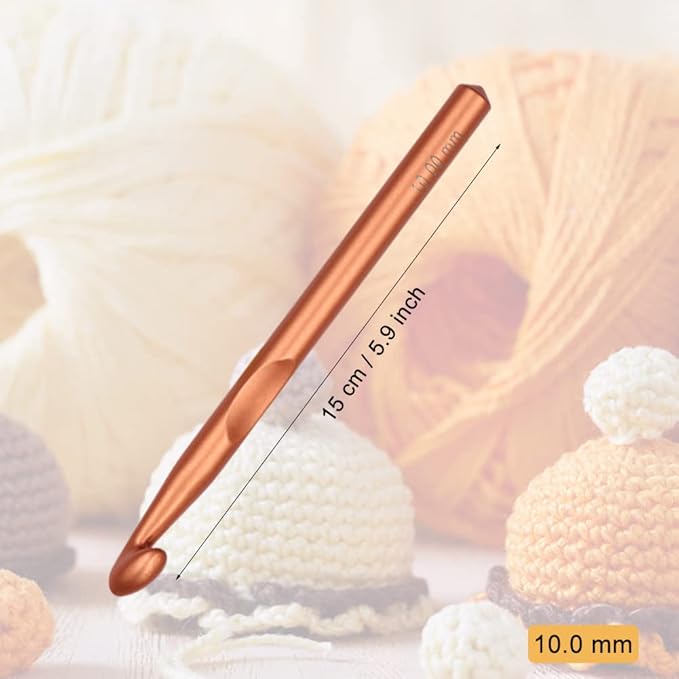 Large Size Crochet Hook 10mm Crochet Hook Long Crochet Needle QLRFFLJOY Metal Crochet Hooks DIY Yarn Weaving Tools for Knitting Blankets, Carpets and Shawl (10.0 mm)