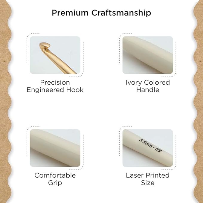 Knitter’s Pride Pearl Aluminum Crochet Hook – US Size I (5.5mm)