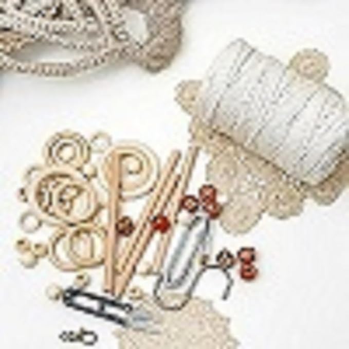 Macrame Kit for Beginners 227pcs – Macrame Wall Hanging Kit & Plant Hanger Kit, 225Y 3mm Cotton Cord, Wooden Beads Dowels Rings, DIY Craft Kit for Adults, Macrame Starter Kit Supplies