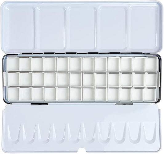 FCLUB Empty Watercolor Palette Paint Case - Medium Watercolor Tin Metal Box Tin with 36 Half Pans