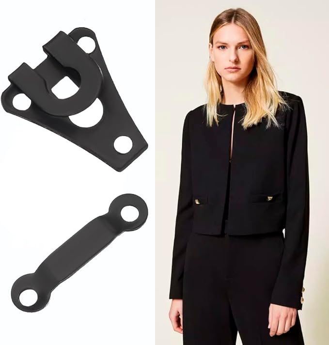 24 Sets Sewing Hook and Eye Closure – Pants Clasp - Clothing Hook Fasteners - Bra Hooks Metal - Pants Clips for Waist - Set for Trousers Skirt Dress Sewing DIY Craft Accessories – Black