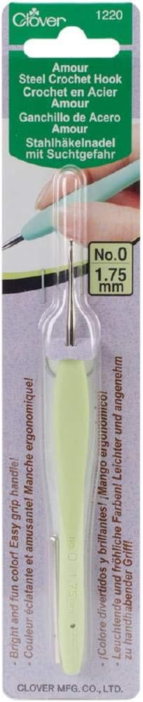 Clover 1220 Amour Steel Crochet Hook No. 0, 1.75mm , Green