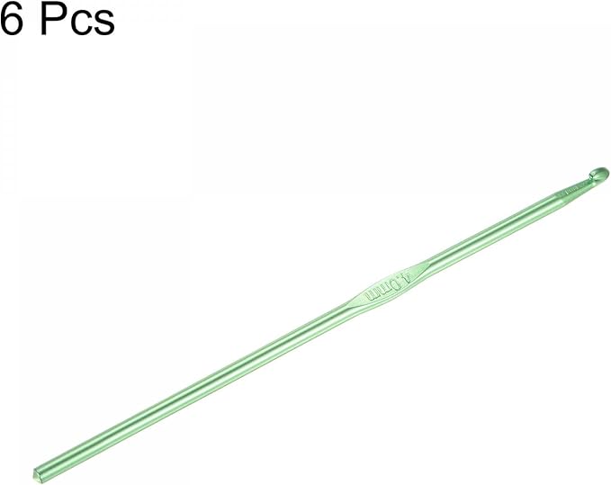 uxcell Aluminum Crochet Hook 4mm US Size G (Size 6) Knitting Needles for DIY Craft Yarn Green 6Pcs