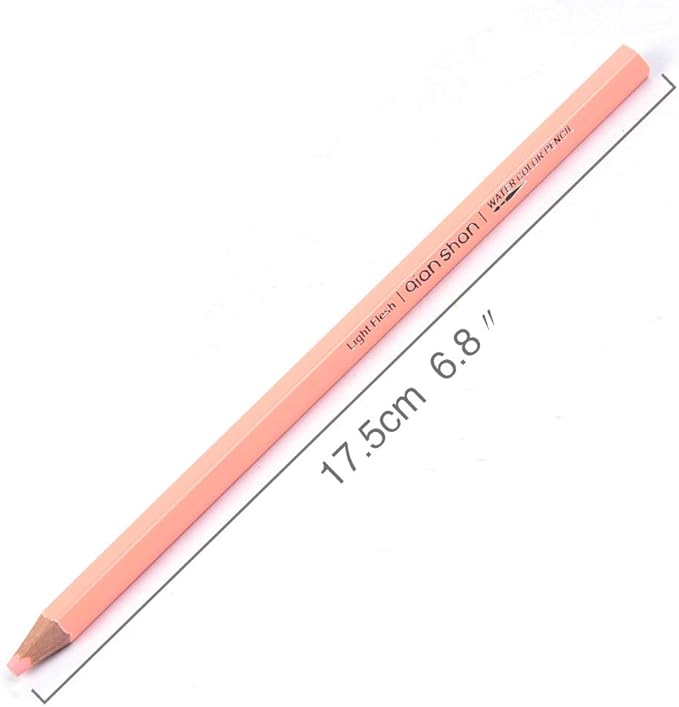 qianshan 2Pcs Flesh Light Color Watercolor Pencils Skin Tone Lead Core Pencil for Portrait Comic Adult Coloring Books Artist Coloring Drawing Sketching Blending