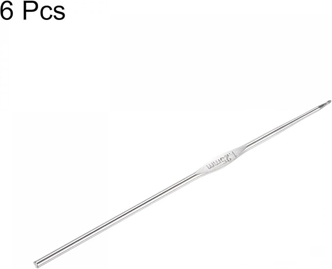 uxcell Stainless Steel Crochet Hook 1.25mm Knitting Needles for DIY Craft Yarn 6Pcs