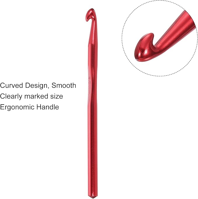 uxcell 20Pcs Aluminum Crochet Hook 8.0mm US Size L (Size 11) Knitting Needles for DIY Craft Yarn Red