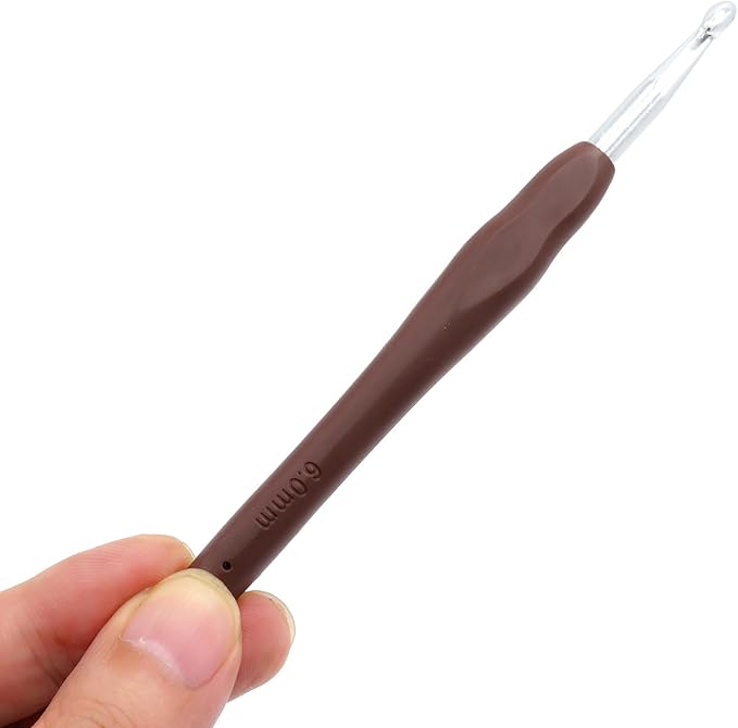 6Pcs 6mm Aluminum Soft Grip Rubber Ergonomic Handle Crochet Hook Knitting Needles US Size J (Size 10) for DIY Yarn Craft,Nice Gift for Women Adults Kids Children Beginners (Brown)