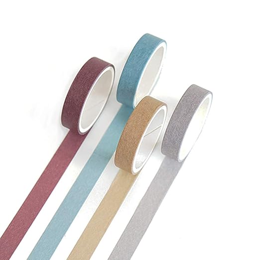 YUBBAEX Natural Color Washi Tape Set 4 Rolls Decorative Tapes for Arts, DIY Crafts, Journals, Planners, Scrapbooking, Wrapping -Neutral Color- (7-Basic Style)